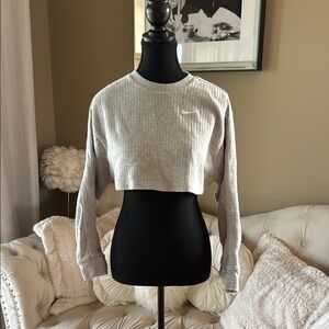 Nike Gray Cropped Ribbed Sweatshirt